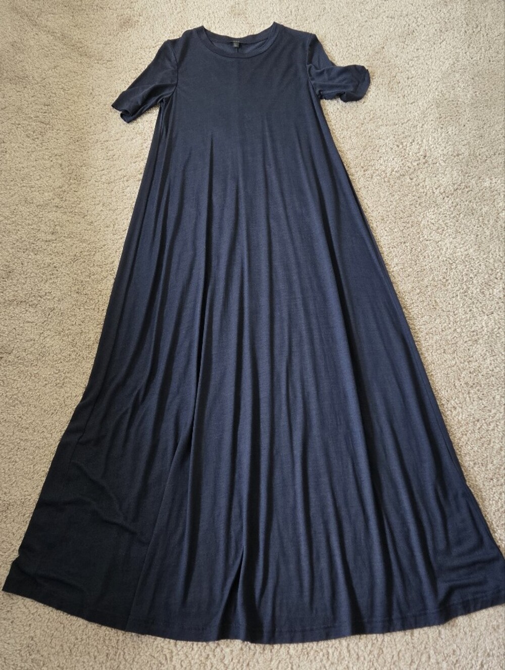 COS Voluminous Maxi T-shirt Dress Navy Relaxed Fit Pullover Size Small Lyocell - Picture 13 of 16